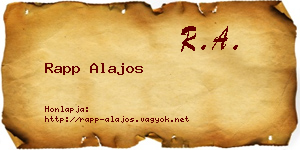 Rapp Alajos névjegykártya
